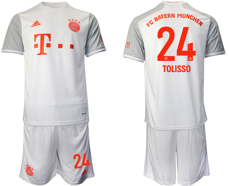 Men 2020-2021 club Bayern Munich away #24 white Soccer Jerseys